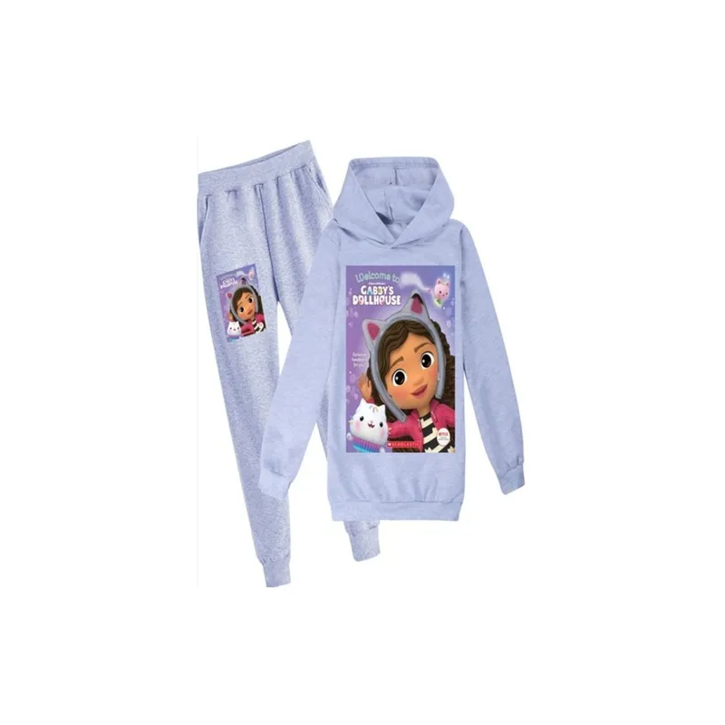 Gabby'S Dollhouse Set Printed Hoodie And Pants For Kids, Grey