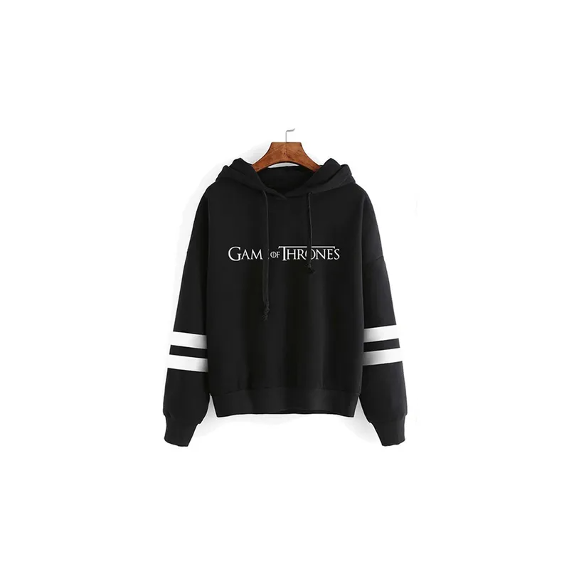 Game Of Thrones Print Hooded Neck Long Sleeves Hoodie Black N29227969V