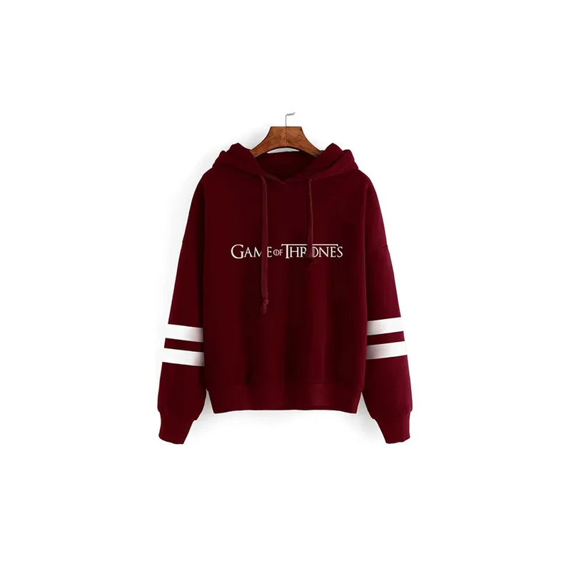 Game Of Thrones Print Hooded Neck Long Sleeves Hoodie Claret Red N29227987V