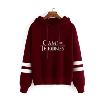 Game Of Thrones Print Hooded Neck Long Sleeves Hoodie Claret Red N29228024V