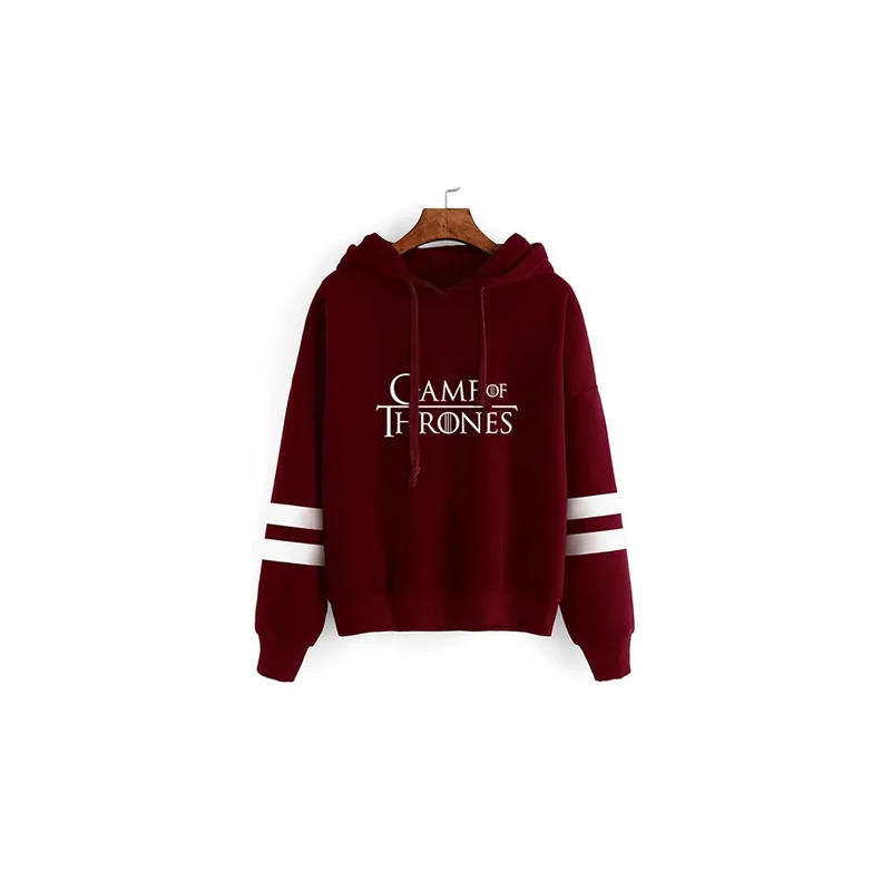 Game Of Thrones Print Hooded Neck Long Sleeves Hoodie Claret Red N29228024V
