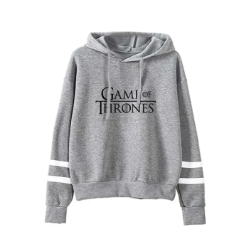 Game Of Thrones Print Hooded Neck Long Sleeves Hoodie Grey N29228021V
