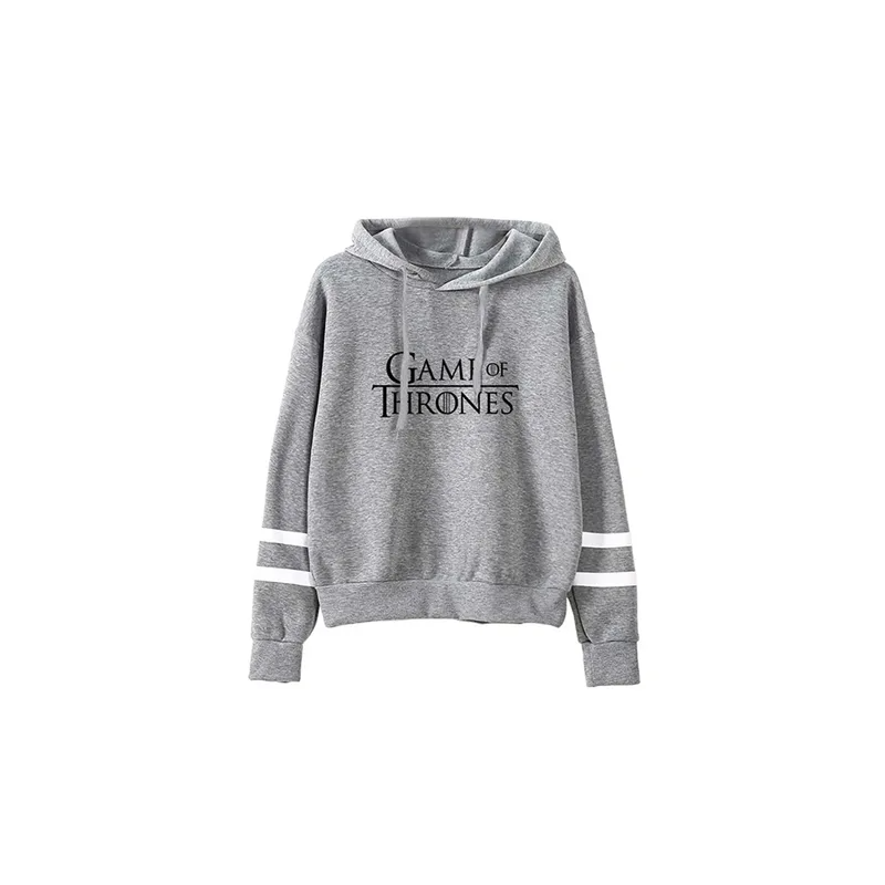 Game Of Thrones Print Hooded Neck Long Sleeves Hoodie Grey N29228021V