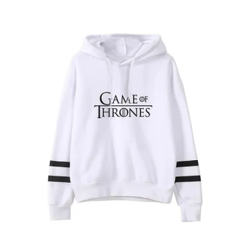 Game Of Thrones Print Hooded Neck Long Sleeves Hoodie White N29228017V