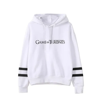 Game Of Thrones Print Hooded Neck Long Sleeves Hoodie White N29227974V