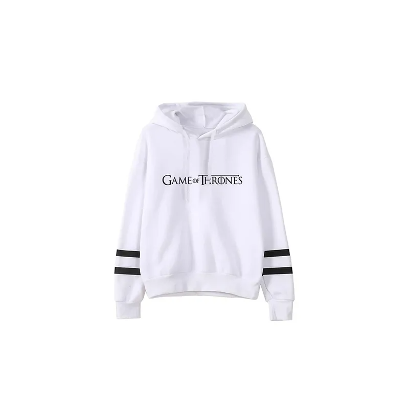 Game Of Thrones Print Hooded Neck Long Sleeves Hoodie White N29227974V