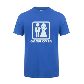 Game Over Funny Marriage Printed Short Sleeve Round Neck Unisex T-Shirt