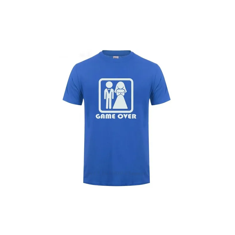 Game Over Funny Marriage Printed Short Sleeve Round Neck Unisex T-Shirt