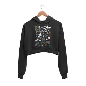 Girl'S Full Sleeve Harry Potter Fan Art Theme Cotton Winterwear Cropped Hoodie Sweatshirt