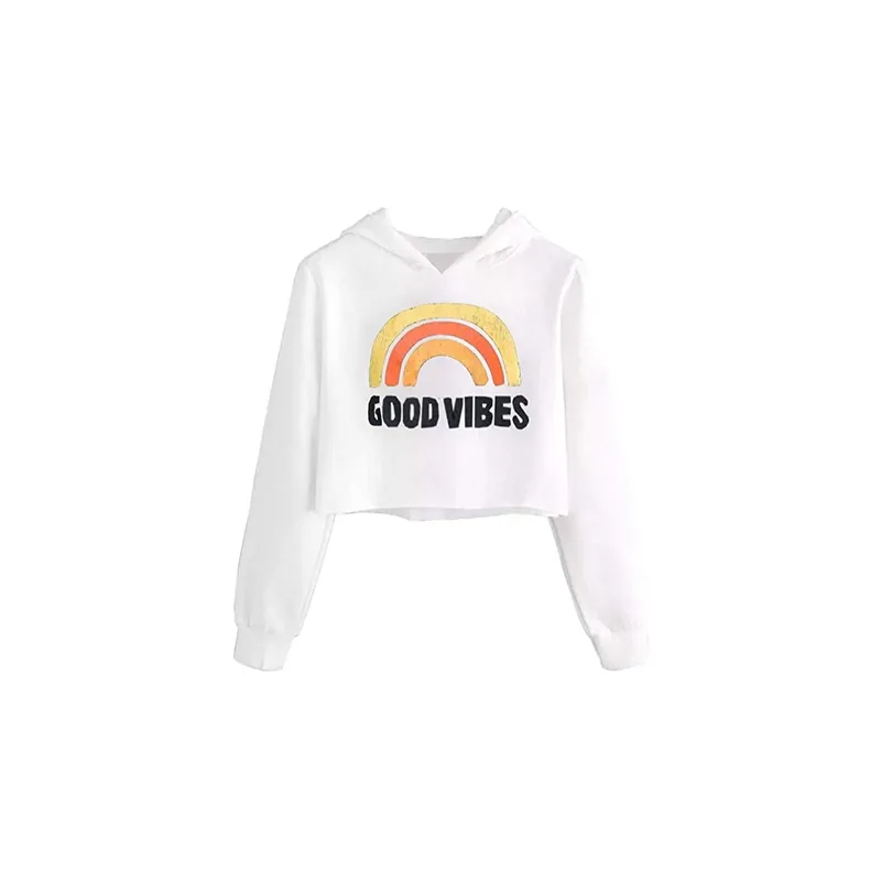Girls Unicorn Good Vibes Crop Tops Adult And Kids Cute Hoodies Long Sleeves Sweatshirts Z93677A7Be6165F1E66Ecz