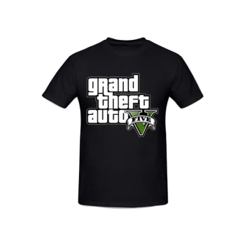 Grand Theft Auto V Logo Printed Cotton Short Sleeve T-Shirt Black