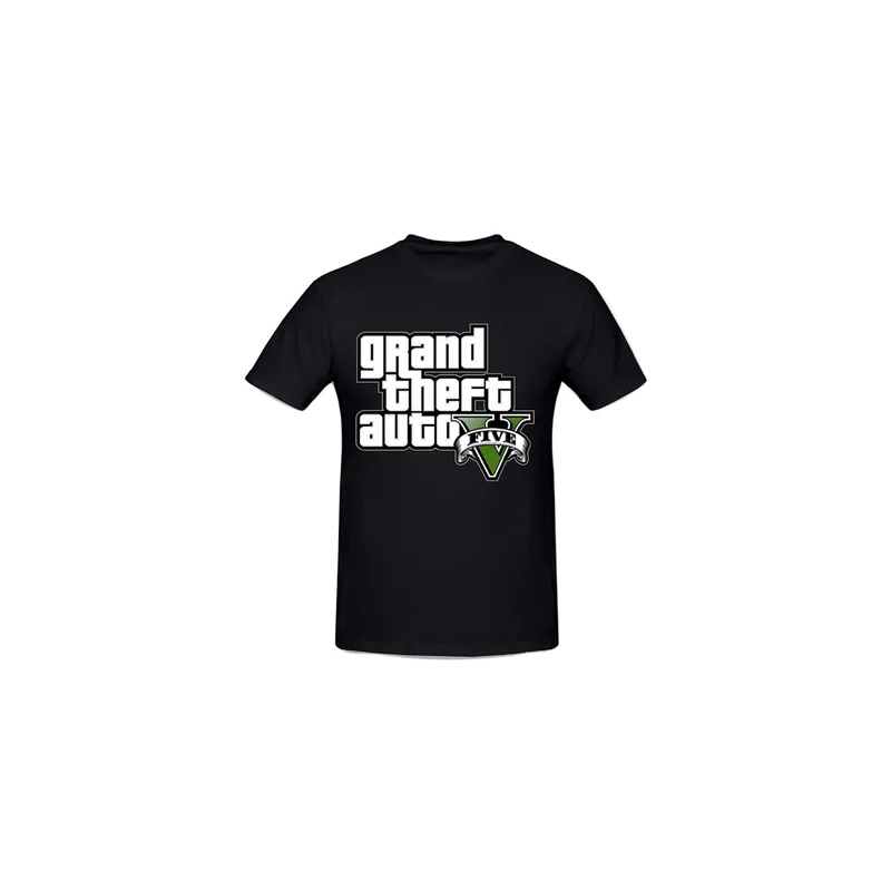 Grand Theft Auto V Logo Printed Cotton Short Sleeve T-Shirt Black