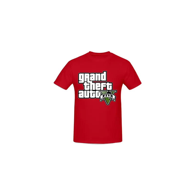 Grand Theft Auto V Logo Printed Cotton Short Sleeve T-Shirt Red