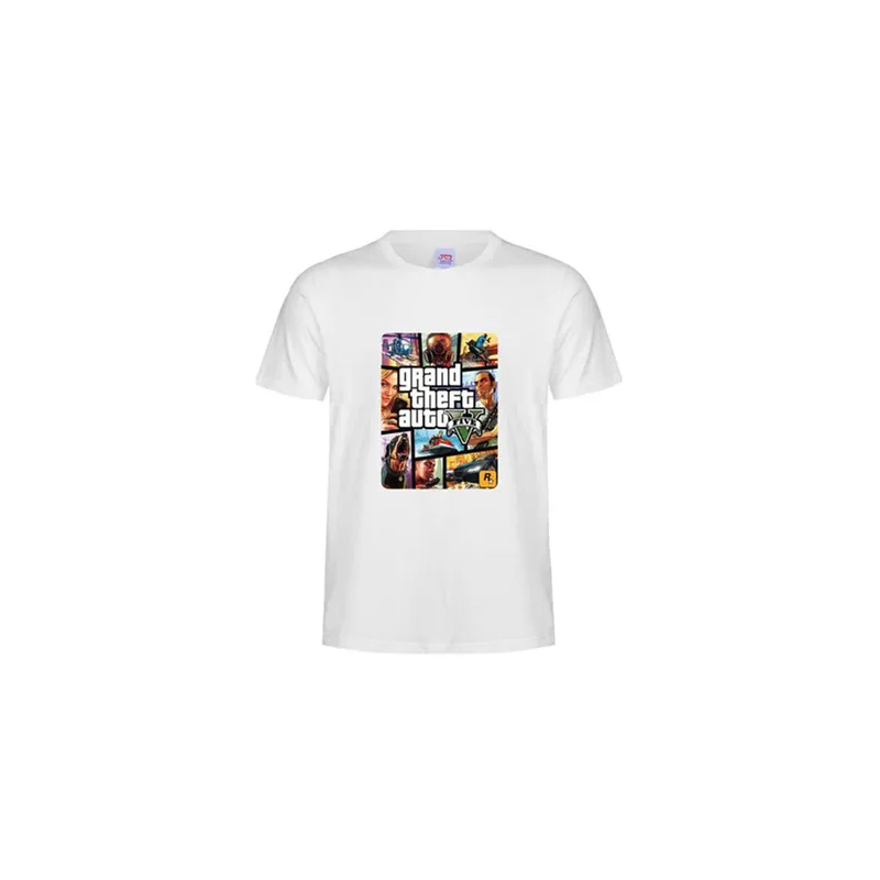 Grand Theft Auto Round Collar Short Sleeve T-Shirt White