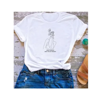 Graphic Woman Round Neck Short Sleeve Printed T-Shirt