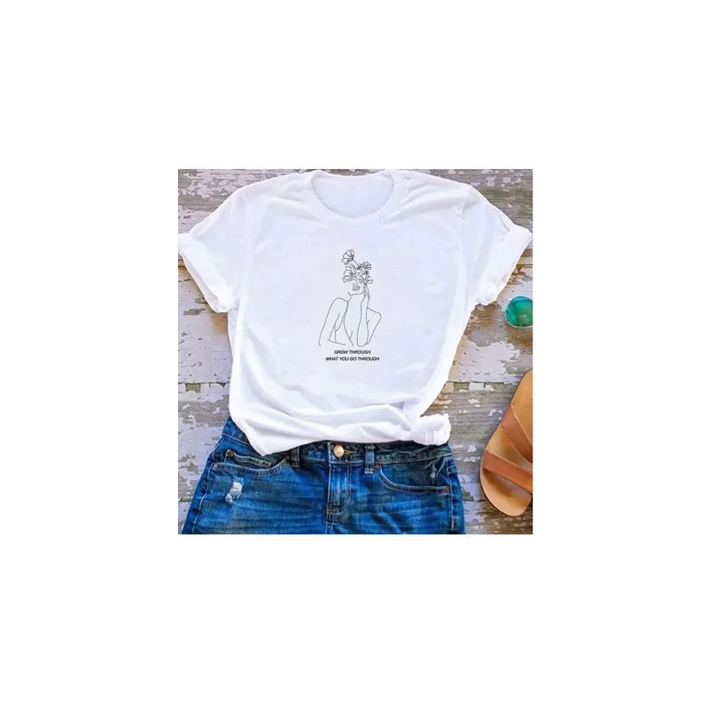 Graphic Woman Round Neck Short Sleeve Printed T-Shirt