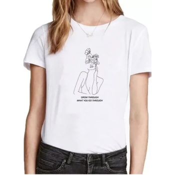 Graphic Woman Round Neck Short Sleeve Printed T-Shirt