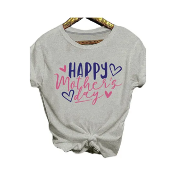 Happy Mothers Day Printed Short Sleeve T-Shirt Grey