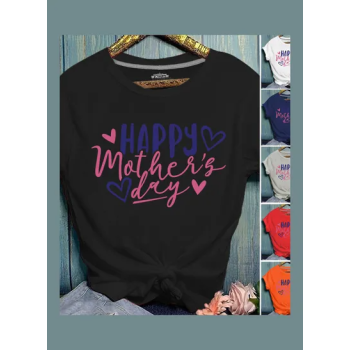 Happy Mothers Day Printed Short Sleeve T-Shirt Black