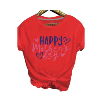 Happy Mothers Day Printed Short Sleeve T-Shirt Red