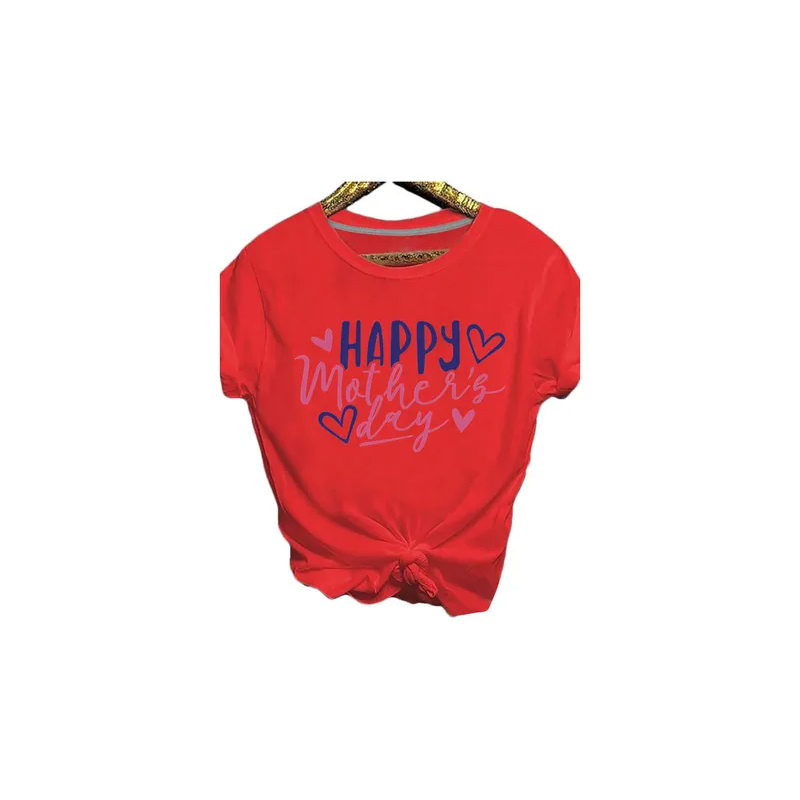 Happy Mothers Day Printed Short Sleeve T-Shirt Red