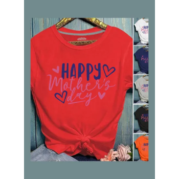 Happy Mothers Day Printed Short Sleeve T-Shirt Red
