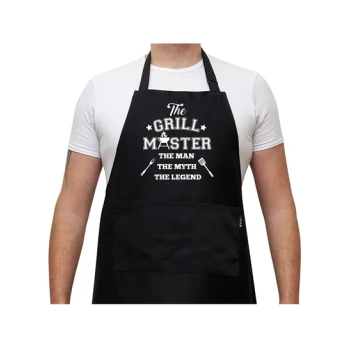 He Grill Master The Man The Myth The Legend Printed Bbq Cooking Kitchen Black Apron With Pockets