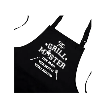 He Grill Master The Man The Myth The Legend Printed Bbq Cooking Kitchen Black Apron With Pockets