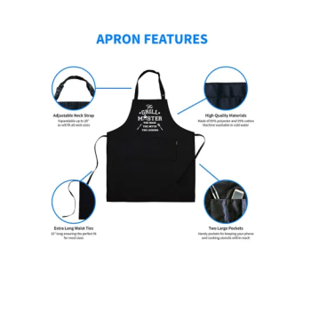 He Grill Master The Man The Myth The Legend Printed Bbq Cooking Kitchen Black Apron With Pockets