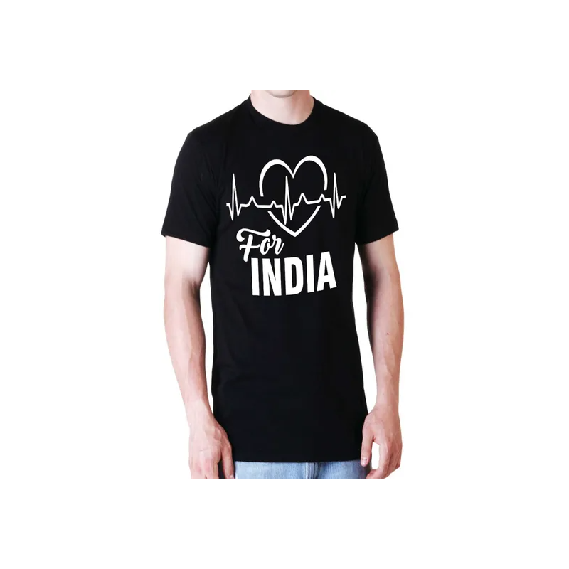 Fmstyles Heart Beats For India Short Sleeve T-Shirt Black