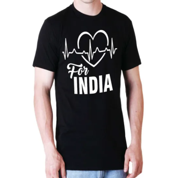 Fmstyles Heart Beats For India Short Sleeve T-Shirt Black