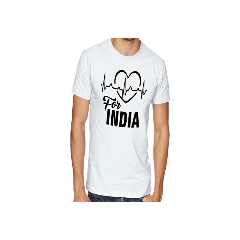 Fmstyles Heart Beats For India Short Sleeve T-Shirt White