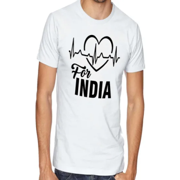 Fmstyles Heart Beats For India Short Sleeve T-Shirt White