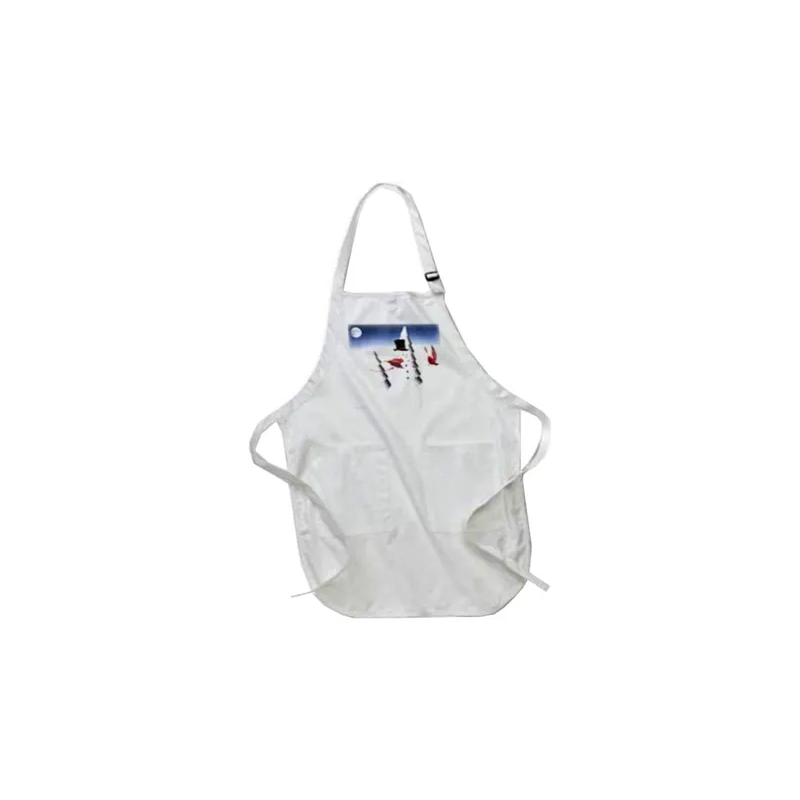 Holiday Snowman Printed Apron With Cardinals Pockets 22 X 30Inch White