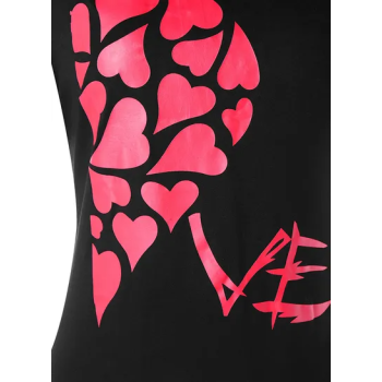 Heart Print Valentines Day Matching Couple T-Shirt, Black/Pink