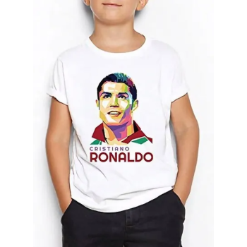 Cristiano Ronaldo Printed Fans Round Neck Short Sleeve Tshirt For Kids