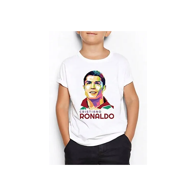 Cristiano Ronaldo Printed Fans Round Neck Short Sleeve Tshirt For Kids