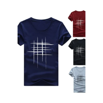 Creative Line Cross Printed Tee Top Women Summer Short Sleeve O Neck Tshirt Black and White