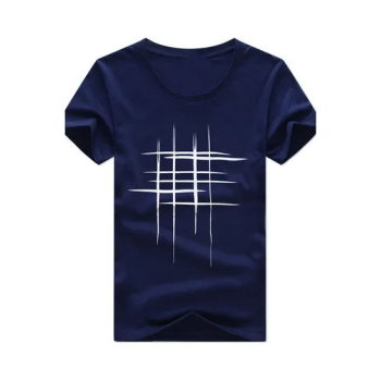 Creative Line Cross Printed Tee Top Women Summer Short Sleeve O Neck Tshirt Black and White