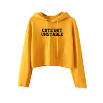 Cute But Unstable Printed Crop Top Hoodie