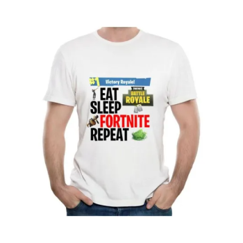 Eat Sleep Fortnite Repeat Word Tshirt WhiteBlackRed