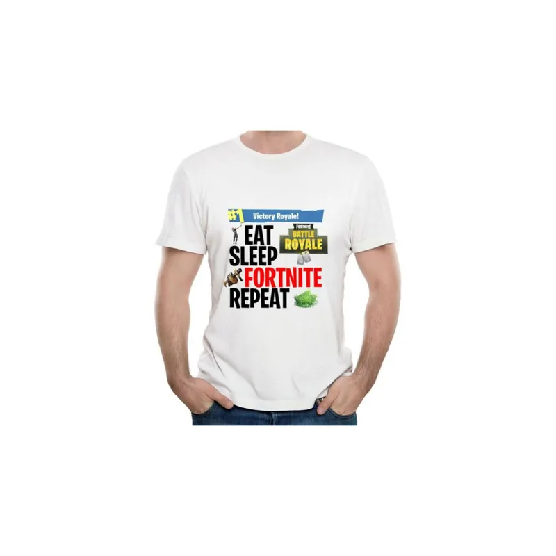 Eat Sleep Fortnite Repeat Word Tshirt WhiteBlackRed