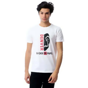 IZOR Denver La Casa De Papel Printed Tshirt WhiteBlackRed