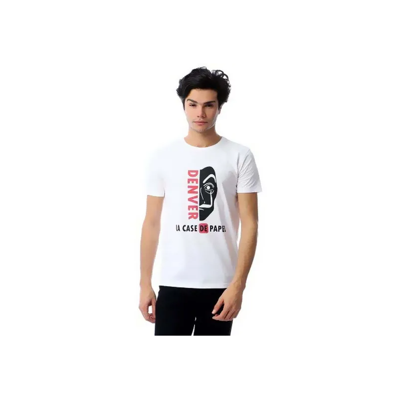 IZOR Denver La Casa De Papel Printed Tshirt WhiteBlackRed