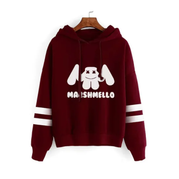Dj Marshmello Pattern Print Hoodie And Sweatshirt Claret Red
