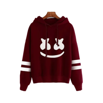 Dj Marshmello Pattern Print Sweatshirt Claret Red N29057417V