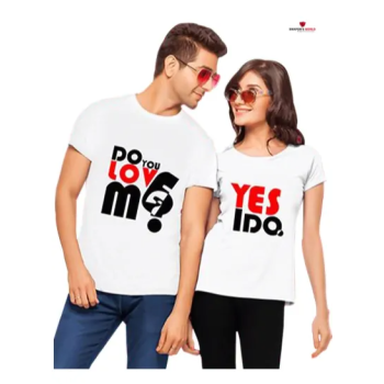 Do You Love Me Yes I Do Funny Couples Tshirts for Husband & Wife Matching Couples Tshirts