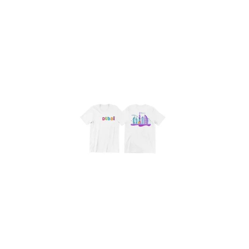 Dubai Front and Back Printed Design Tshirt White