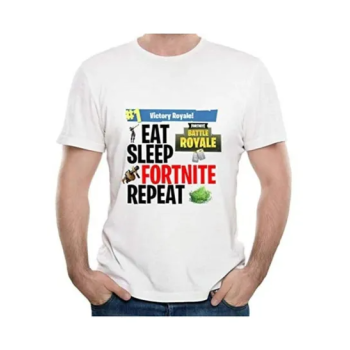 Eat Sleep Fortnite Repeat Tshirt Victory royale round collar white Tshirt