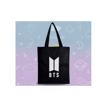New choices of BTS White Logo Canvas Tote Bag Casual Printed Tote Bag